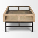 Arelius 42L Rectangular Light Brown Wood w Black Metal Base Display Coffee Table - Default Title