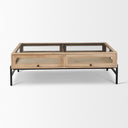 Arelius 42L Rectangular Light Brown Wood w Black Metal Base Display Coffee Table - Default Title