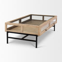 Arelius 42L Rectangular Light Brown Wood w Black Metal Base Display Coffee Table - Default Title