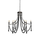 Selma Black Wood Bead and Metal Chandelier - Default Title
