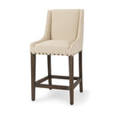 Kensington Cream Fabric Seat Brown Wood Frame Counter Stool - Default Title