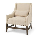 Kensington Cream Linen Fabric and Wood Accent Chair - Default Title