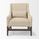 Kensington Cream Linen Fabric and Wood Accent Chair - Default Title