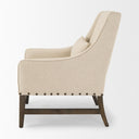 Kensington Cream Linen Fabric and Wood Accent Chair - Default Title