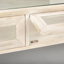 Arelius 42 Square Glass-Top White Wood w Gold Metal Base Display Coffee Table - Default Title