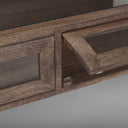 Arelius Rectangular Glass-Top Medium Brown Wood w Black Metal Base Display Coffee Table - Default Title