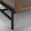 Arelius Rectangular Glass-Top Medium Brown Wood w Black Metal Base Display Coffee Table - Default Title