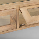 Arelius 42L Rectangular Light Brown Wood w Black Metal Base Display Coffee Table - Default Title