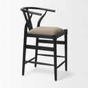 Trixie Black Wood Frame w Dark Taupe Fabric Seat Counter Stool - Default Title