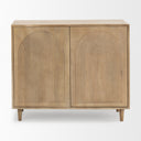 Tucker Light Brown Wood w Carved Arch Pattern 2 Door Accent Cabinet - Default Title