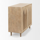 Tucker Light Brown Wood w Carved Arch Pattern 2 Door Accent Cabinet - Default Title