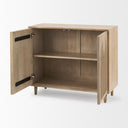 Tucker Light Brown Wood w Carved Arch Pattern 2 Door Accent Cabinet - Default Title