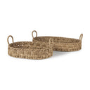 Haini Set of 2 Large Basketweave Seagrass Trays w Loop Handles - Default Title