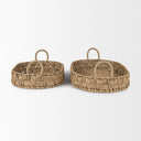 Haini Set of 2 Large Basketweave Seagrass Trays w Loop Handles - Default Title