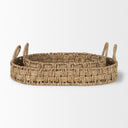 Haini Set of 2 Large Basketweave Seagrass Trays w Loop Handles - Default Title