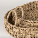 Haini Set of 2 Large Basketweave Seagrass Trays w Loop Handles - Default Title