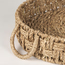 Haini Set of 2 Large Basketweave Seagrass Trays w Loop Handles - Default Title