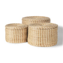 Kailini Set of 3 Nesting Seagrass Palm Leaf Boxes with Lids - Default Title