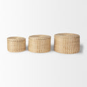 Kailini Set of 3 Nesting Seagrass Palm Leaf Boxes with Lids - Default Title
