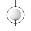 Farrah Frosted Glass Globe set in Matte Black Metal Pendant Ceiling Light - Default Title