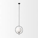 Farrah Frosted Glass Globe set in Matte Black Metal Pendant Ceiling Light - Default Title