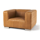 Ricciardo Cognac Leather Upholstered Arm Chair - Default Title