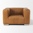 Ricciardo Cognac Leather Upholstered Arm Chair - Default Title