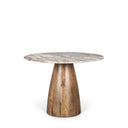 Allyson 42 Round Brown Wood Pedestal w Savar Pink Marble Top Dining Table - Default Title
