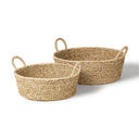 Ayanna Set of 2 Deep Nesting Seagrass Baskets w Handles - Default Title