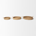 Ulana Set of 3 Round Nesting Seagrass Trays w Loop Handles - Default Title
