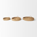 Ulana Set of 3 Round Nesting Seagrass Trays w Loop Handles - Default Title