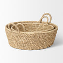 Ayanna Set of 2 Deep Nesting Seagrass Baskets w Handles - Default Title