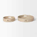 Kalama Set of 2 Large Round Seagrass Trays w Handles - Default Title