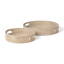 Kalama Set of 2 Large Round Seagrass Trays w Handles - Default Title