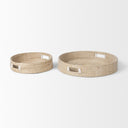 Kalama Set of 2 Large Round Seagrass Trays w Handles - Default Title