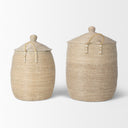 Kairi Set of 2 Seagrass Floor Baskets w Lids and Handles - Default Title