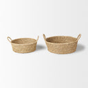 Ayanna Set of 2 Deep Nesting Seagrass Baskets w Handles - Default Title