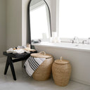Kalopa Set of 2 Seagrass Floor Baskets w Flat Handled Lid - Default Title