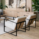 Stamford Light Beige Upholstered Seat w Wood Back Metal Frame Accent Chair - Default Title