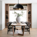 Karina 36 Round Matte Black Hammered Metal Dome Pendant Light - Default Title