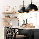 Karina 24 Round Matte Black Hammered Metal Dome Pendant Light - Default Title