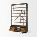 Brodie II Medium Brown Wood Black Ladder Four Shelf Shelving Unit 57L x 205W x94H - Default Title
