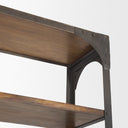 Brodie II Medium Brown Wood Black Ladder Four Shelf Shelving Unit 57L x 205W x94H - Default Title