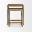 Grier Set of 2 Light Brown Solid Wood w Cane Nesting Accent Tables - Default Title