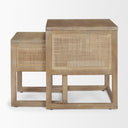 Grier Set of 2 Light Brown Solid Wood w Cane Nesting Accent Tables - Default Title