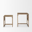 Grier Set of 2 Light Brown Solid Wood w Cane Nesting Accent Tables - Default Title