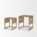 Grier Set of 2 Light Brown Solid Wood w Cane Nesting Accent Tables - Default Title