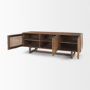 Grier 65 Medium Brown Wood W Cane Media Console - Default Title