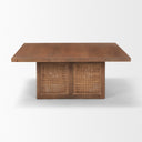 Grier 42 Square Medium Brown Solid Wood w Cane Coffee Table - Default Title