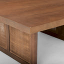 Grier 42 Square Medium Brown Solid Wood w Cane Coffee Table - Default Title